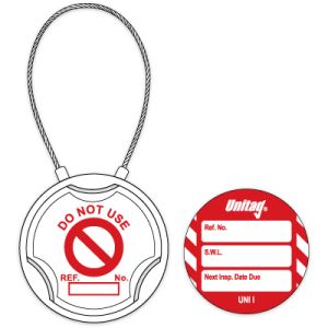 Unitag for Lifting Equipment - 'SWL' Next Inspection Date Due (Pack of 20) - 6 inch Stainless steel Strop