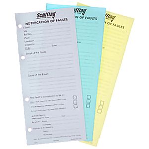 The Blue Book for Scaffolding - Notification of faults
