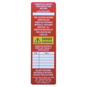 Red Asbestos Tag Inserts - Danger