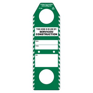Hose in use (construction services) tag (Pack of 50)