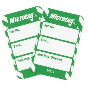 Microtag® Inserts - Safe working load (SWL) Next Inspection Date Due