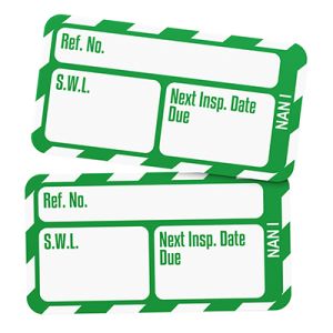 Nanotag Inserts - Safe working load (SWL) Next Inspection Date Due