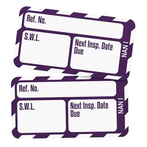 Nanotag Inserts - Safe working load (SWL) Next Inspection Date Due