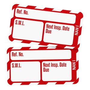 Nanotag Inserts - Safe working load (SWL) Next Inspection Date Due