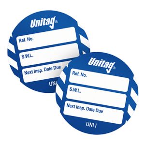 Unitag Inserts - Safe working load (SWL) Next Inspection Date Due